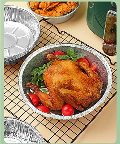 150 PCs Disposable Foil Baking Pans - 6 / 7 / 8 Inch Special Barbecue Baking for Air Fryer - Non-Stick and Oil Absorption Circular Kitchen Paper - Round Oil-Proof Foil Baking Pans for Fryer