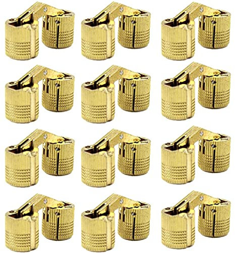 MIAO JIN Lot de 12 charnières invisibles en laiton de 14 mm pour meubles, angle d'ouverture de 180 degrés