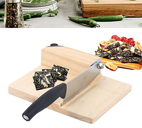 Cortador de pan, guillotina, cortador de pan, acero inoxidable, guillotina de madera, cortador de cocina, 158 mm para el hogar