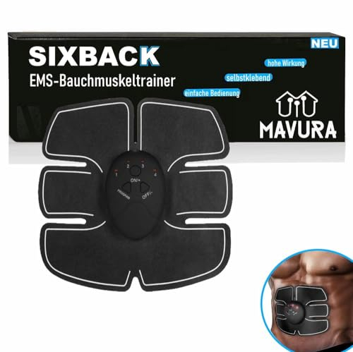 MAVURA SIXBACK Sixpack EMS Trainer Bauchmuskeltrainer Elektro, Trainingsgerät Stimulator Fitness Bauchtrainer