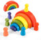 Holzbausteine Regenbogen aus Holz, 12 Stück Bunte Stapeln Montessori Spielzeug mit Holzfiguren Peg Dolls, Nesting Puzzle Spielen Blöcke Bausteine Motorik Lernspielzeug für Kinder Jungen Mädchen