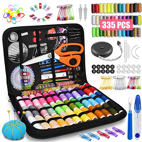 TOPSEAS Nähset mit 335 Nähzubehör,43 Garnrollen enthalten,Arten von DIY-Premium-Nähzubehör,für Reisen,Erwachsene,Kinder,Anfänger,Notfall,Basteln und Zuhause