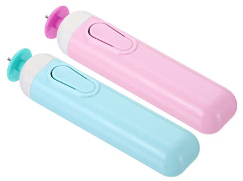 PATIKIL Electric Quilling Pens 4, 2 Pack Slotted Tool Automated Paper Strips Volume Curling Rolling for DIY Art Crafts (Blue, Pink)