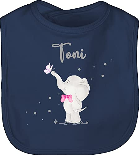 Baby Lätzchen - Tiere - Süßer Elefant mit Name personalisiert I Süße Elefanten Geschenk Elefantenliebhaber - Unisize - Navy Blau - tier baby-geschenke personalisierte geschenke elephant latz