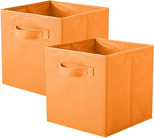 PowerKing Aufbewahrungsbox, 2er Pack Faltbare Aufbewahrungswürfel Aufbewahrungsbox aus Stoff in Würfelform, Orange, (PKUS-809-L2)