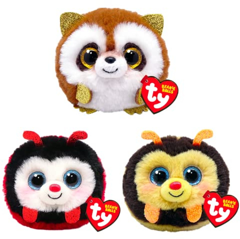 TY Puffies Izzy, Pickpocket, Zinger 3-Teiliges Set – Weiches Plüsch Bouncy Spielzeug für Kinder – Sammelbares Stofftier – Kuscheltier landet auf den Füßen – Weiche Plüschspielzeuge für Kinder