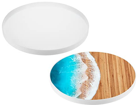 sourcing map 19.7 Charcuterie Board Harz Silikon Tablett Epoxid Form River Tisch Schneidebrett Couchtisch für DIY Kunst Wohndekoration Rund