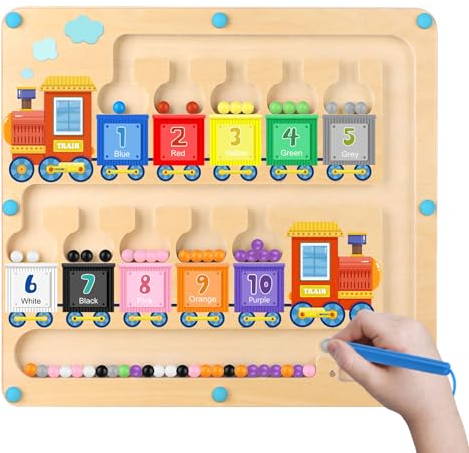Konijiwa Montessori Boys Toys Magnetic Color and Number Maze Gifts Toys for 3 4 Year Old Boy Girls Colour Sorting for Toddlers Fine Motor Skills Toddler Montessori Educational Kids Preschool Toys