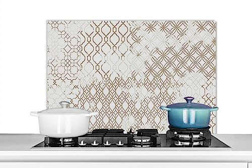 KitchenYeah© Küchenrückwand Platte Spritzschutz Küche Deko Aluminium Platte Spritzschutz Herd Alternative für GlasplatteDesign - Fliesen - Braun - Weiß - Vintage - Moderne - 80x55 cm