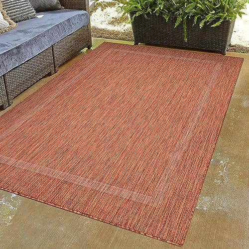 Carpettex Outdoor Teppich Wetterfest 120 x 170 cm Sisal Optik Kupferfarbe - Ideal für Balkon, Garten, Terrasse und als Küchenteppich - Draußen Teppich Waschbar, Flachgewebe, Wasserfest, Pflegeleicht