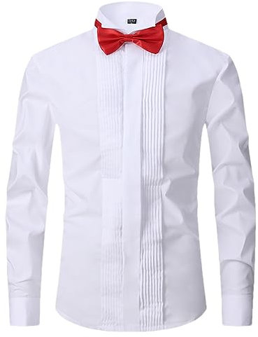 Pulcykp Smokinghemd für Herren, französische Manschettenknöpfe, Flügelspitze, Hochzeit, Bräutigam, Hemden mit Fliege