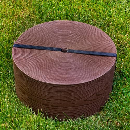 UNIGARDIA Bordura per Aiuola 10 m - Altezza 13 cm, Spessore 3 mm - Bordatura per Giardino in Plastica - Cordolo Flessibile per Aiuole - Uso Semplice, Marrone con Decori in Legno