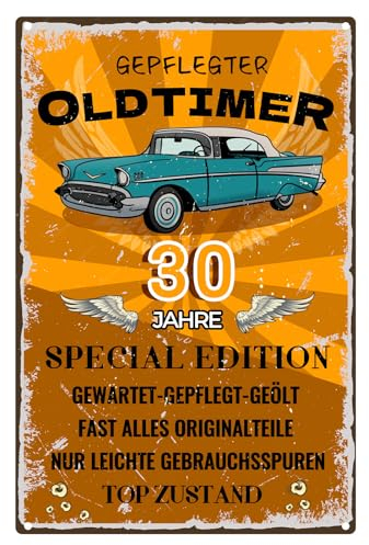 Blechschild 30 Schild Geburtstag, SCHILD 30 JAHRE KLASSIKER, Geschenke für den 30 Geburtstag Mann Lustiges Geburtstagsschild 30, Geschenkidee zum 30. Jahrestag - Vintage Metallschild 20x30 cm