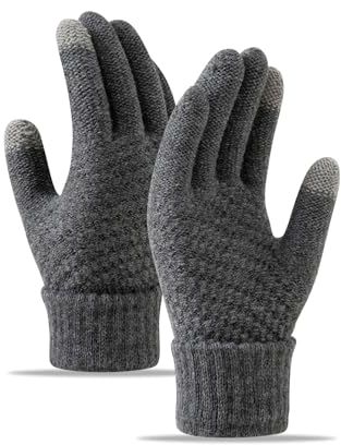 fdsmall Winter-Touchscreen-Handschuhe, Thermo-Handschuhe für Damen, verdickte Strickhandschuhe, Handschuhe mit rutschfester Handflächenpolsterung, weiche warme Handschuhe für den Winter, Outdoor,
