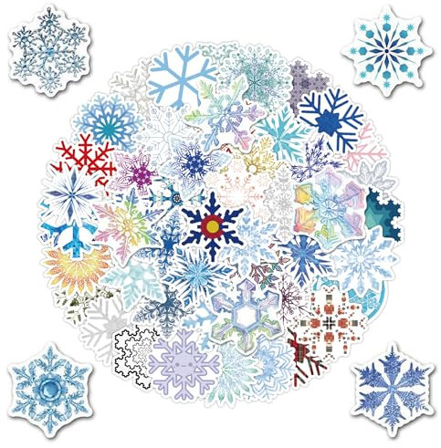 100 Stück Schneeflocken-Aufkleber Winter Frozen Aufkleber für Laptop, Wasserflasche, Computer, Kühlschrank, Gepäck, Handyhülle, Fahrrad, Teenager (Schneeflocke)