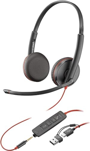 POLY Blackwire 3225 Auriculares Estéreo USB-C/USB-A/Jack 3.5mm Negros