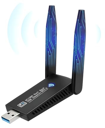 USB WLAN Stick, 1300Mbit/s USB WLAN Adapter, mit Bluetooth 5.0/5dBi Dual-Antennen WiFi Stick (5,8GHz/2,4GHz), WLAN Adapter USB3.0, WLAN Stick für PC Kompatibel mit XP/11/10/8/7/Mac