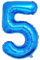 Vthoviwa 32 Zoll Luftballon Zahlen 5 Blau, Luftballon 5. Geburtstag Foil Ballon, 0123456789,10-19,20-25,30,40,50,60,70,80,90, Folienballon 5 Party Dekoration