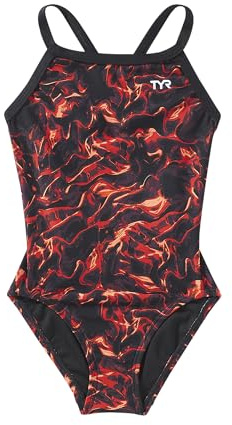 TYR Women's Standard Durafast Elite Diamondfit Swimsuit, Red/Energia