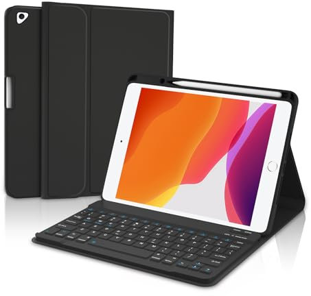 Luckset Keyboard Case for iPad 9(^>e{^>®<^} Generation 10.2 Inch 8(^>e) 7(^>e) (2021/2020/2019) - Pro 10.5 Inch Air 3(^>e{^>®) 2017 2019, Magnetic Detachable Wireless Case Cover with Pen Holder, Black