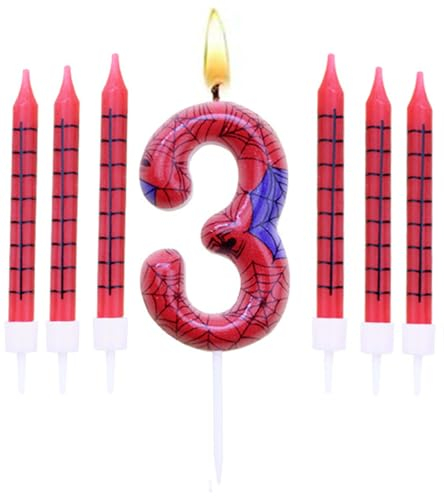 Geburtstagskerzen Set,Geburtstag Zahl Kerzen 3 mit 6Pc Lange Kerzen,Geburtstagskerzen für Kuchen für Mädchen Jungen Frauen Geburtstagsparty Dekorationen