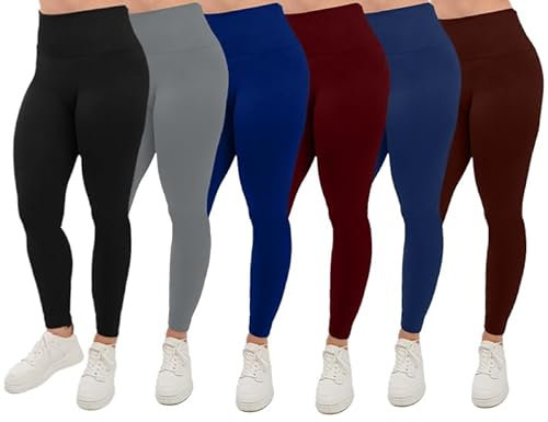 Love My Fashions® Women's 6 Pack Super Soft High Waisted Elasticated Tummy Control Winter Warm Thick Fleece Lined Seamless Full-Length Leggings for Workout & Running