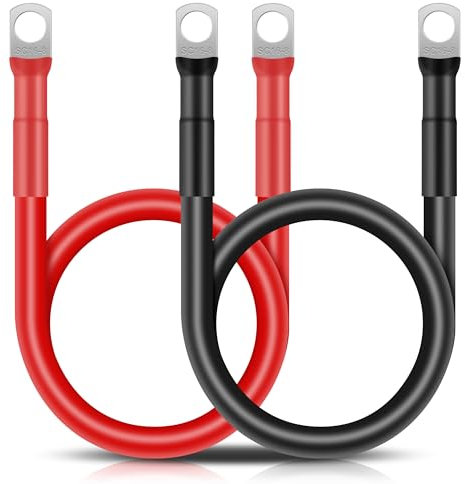GUNGY Cable Batterie Voiture 16mm² 50cm Câble Onduleur de Batterie 5AWG 12V Câble de Batterie avec M8 Cosses à œillets pour Camion Auto Moto Marine Solaire Rouge et Noir 2 Pièces