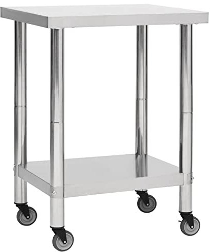 Rantry Küchen-Arbeitstisch mit Rollen, 80 x 30 x 85 cm, aus Edelstahl, Gartentisch, Esstisch, Küchentisch für den Außenbereich