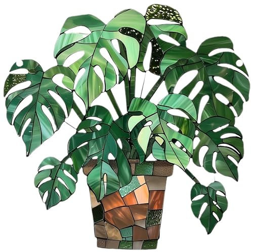 clhjinruoliu Monstera Deliciosa Topfpflanze Hängende Acryl Fenster Ornament Bunte Suncatcher Balkon Garten Hängen Hängende Home Dekoration