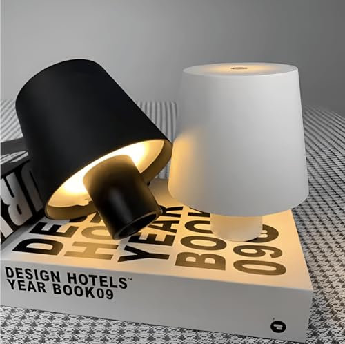 BA-ER Wireless Bottle Lamp, LED Wine Bottle Lamp, Rechargeable Touch Control Wireless Bottle Lampshade with 3 Color Temperatures, for Bedroom, Restaurant, Bar (Black, 1-Pack)