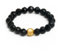 BERGERLIN Echter Onyx Ring mit Goldperle - facettierte Perlen - Größe L