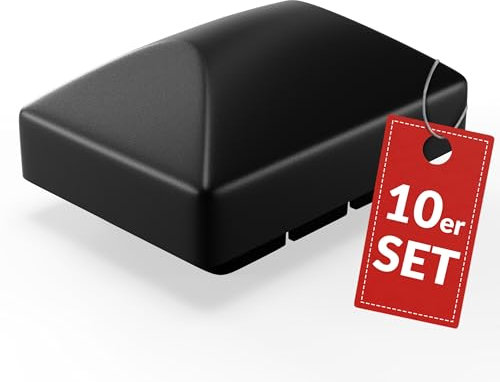 Qualinos 10x Zaunkappen Kunststoff 40x60mm mit Runddach | Pfostenkappen für Doppelstabmattenzaun | Abdeckkappen UV-stabilisiert | Hochwertige Zaunpfosten Kappen Made in Germany (Schwarz 9005)