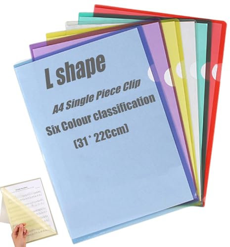 A4 durchsichtige Kunststoffordner,30 Pcs Klarsichthüllen A4 Seitlich Offen 6 Farben Kunststoff Dokumentenhüllen Klarsichthüllen Mappen Ordner zum Aufbewahren für Das Büro Der Schule
