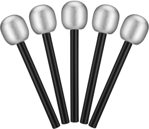 Garneck 6 Stück Glitzer Mikrofone - Künstliche Mikrofon Attrappen Für Karneval Und Fasching - Dekorative Requisiten Und Für Partys Und Kostüme Silber