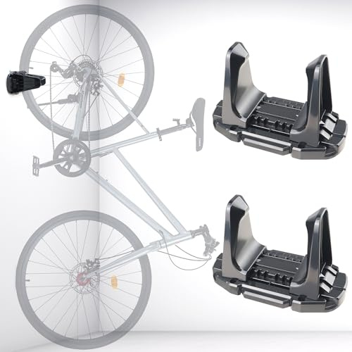 ZUKKA Support mural pour la maison, le garage, le vélo, stable, peu encombrant, pour l'intérieur, largeur de pneu réglable, pour VTT, vélo de route, vélo de gravier, noir