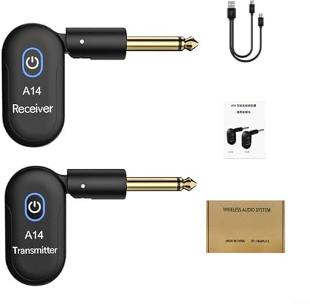 EpheyFIF 2,4 GHz Gitarre Wireless System Transmitter Empfänger Set für Bass E-Instrumente mit wiederaufladbarem Akku USB Aufladung 30,5 m Reichweite