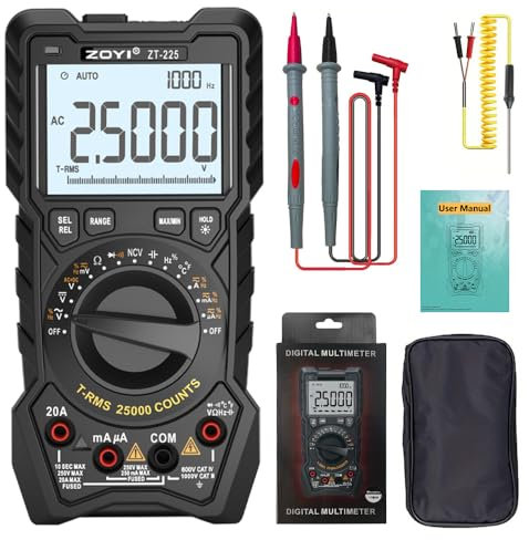 ZOYI ZT-225 Misurazioni multimetro digitale ad alta precisione con portata automatica 25000 conteggi protezione completa tester digitale intelligente