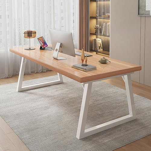 GAONUDAN Computertisch aus Massivholz, natürliche Beine aus echtem Holz und Metall für das Home-Office, Industriedesign, Schreibtisch für Führungskräfte, Arbeitsplatz, moderner Schreibtisch, PC-Tisch