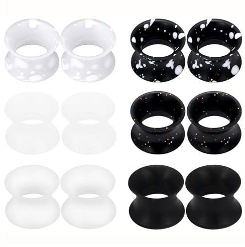 XSDSLS 6 Pair Silicone Ear Plugs Tunnels, Silicone Flesh Tunnels Ear Stretchers Plugs Piercing Double Flared Expander Guages Earrings 6/8/10/12/14/16/18/20mm (14mm)