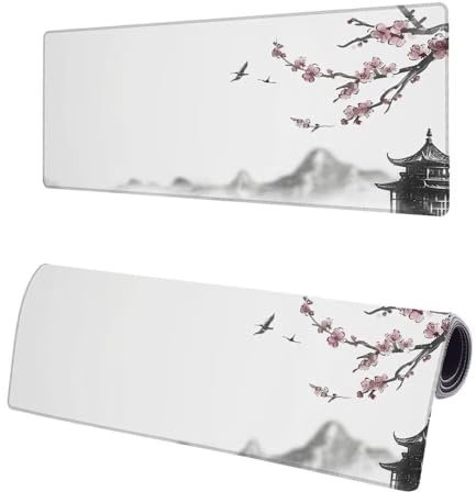Large Mouse Mat Landscape, Extended XXL Japan Gaming Mouse Pad Desk Pad 600x300x3mm, Mouse Mat with Non-Slip Rubber Base, Soft Smooth Surface, Stitched Edges Mousepad, Improved Precision and Speed X-0