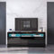Buffet moderne noir brillant avec lumières LED, 2 portes, 3 tiroirs, 3 étagères ouvertes, cuisine, salon, salle à manger, couloir, meuble de rangement 160 x 35 x 72 cm