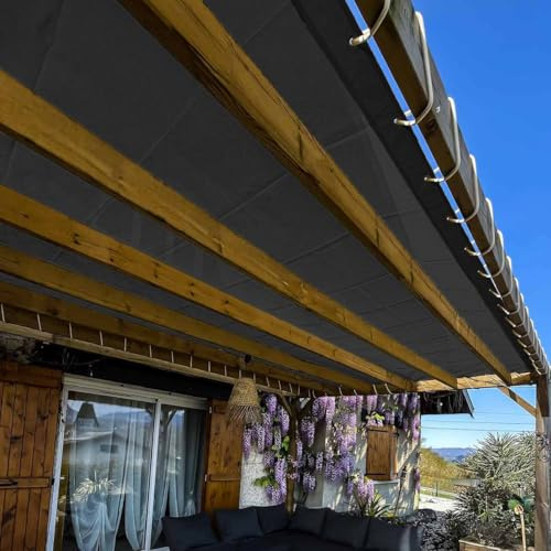 TECPLAST Toile Pergola Micro-Perforée 2,5x3 m Noire - Garantie 5 Ans - MP460PR - Perméable - Ombrage léger - Made in France