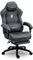 Dowinx Gaming Stuhl Ergonomisch mit Massage-Lendenkissen, Höhenverstellbare Kopfstütze, Verdicktes Sitzpolster, Ausziehbare Fußstütze, Verstellbare Armlehnen, Mikrofaser-Velours, 160° Neigbar, Grau