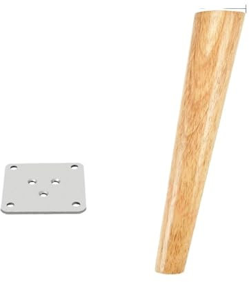 ZGXNYI Pieds de Meubles Ronds en Bois Massif Naturel, 8-60cm, Pieds de Table de Remplacement, Armoire, lit, canapé, avec plaques en Acier Inoxydable(Slant 60cm)