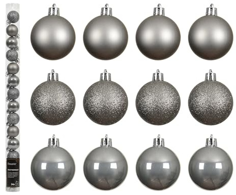 Kaemingk Weihnachtskugeln Kunststoff 3cm 14er Set - klein & bruchsicher - Christbaumkugeln Weihnachtsbaumkugeln für Weihnachten - Christbaumschmuck & Weihnachtsbaumschmuck - Zart Grau