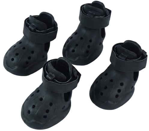 Hjyokuso Hundeschuhe Pfotenschutz Outdoor, Hundeschuhe Wasserdicht & Atmungsaktiv für Kleine Hunde, rutschfeste Hundestiefel, Einfach An- und Auszuziehen, Für Asphalt, Strand, Wandern, Sommer Hitze