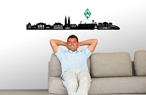 Wandtattoo Aufkleber Werder Bremen Skyline schwarz 120x19cm mit Logo 12x18cm Fußball Wandsticker