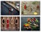 Piy Painting Decoración de Pared, Spice and Spoon Cuadro sobre Lienzo para Cocina, Madera, 4pcs 40X30cm