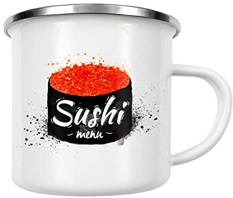 artboxONE Emaille Tasse Sushi menu Watercolor von Anna Kozlenko - Emaille Becher Essen & Trinken