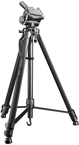 Walimex pro WT-3530 Basic Stativ 146cm schwarz – 3kg Traglast, leichtes und stabiles Foto Video Stativ mit 3-Wege Panorama Kopf ideal für Kamera und Handy Aufnahmen, inkl. Tasche und Smartphone Halter